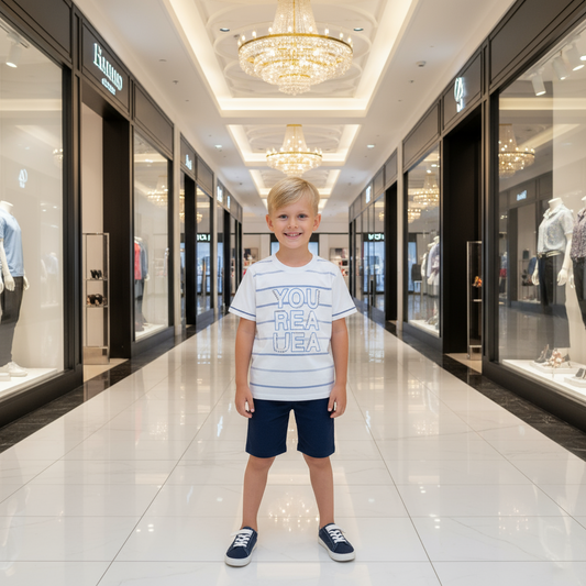 CONJUNTO CRISTOPHER Blanco - Azul Marino