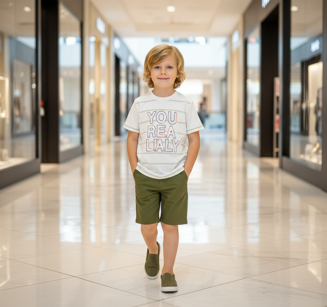 CONJUNTO CRISTOPHER Crema - Verde Militar