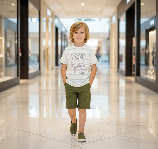 CONJUNTO CRISTOPHER Crema - Verde Militar