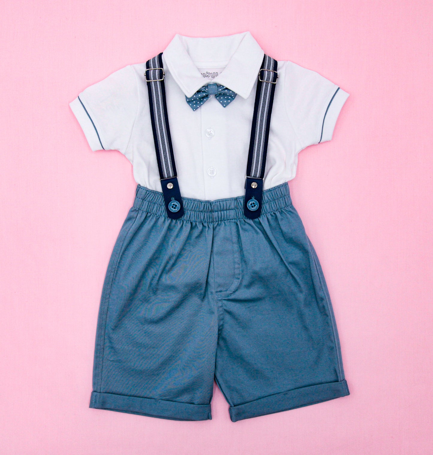 CONJUNTO ELEGANTE Polo Blanco - Short Turquesa