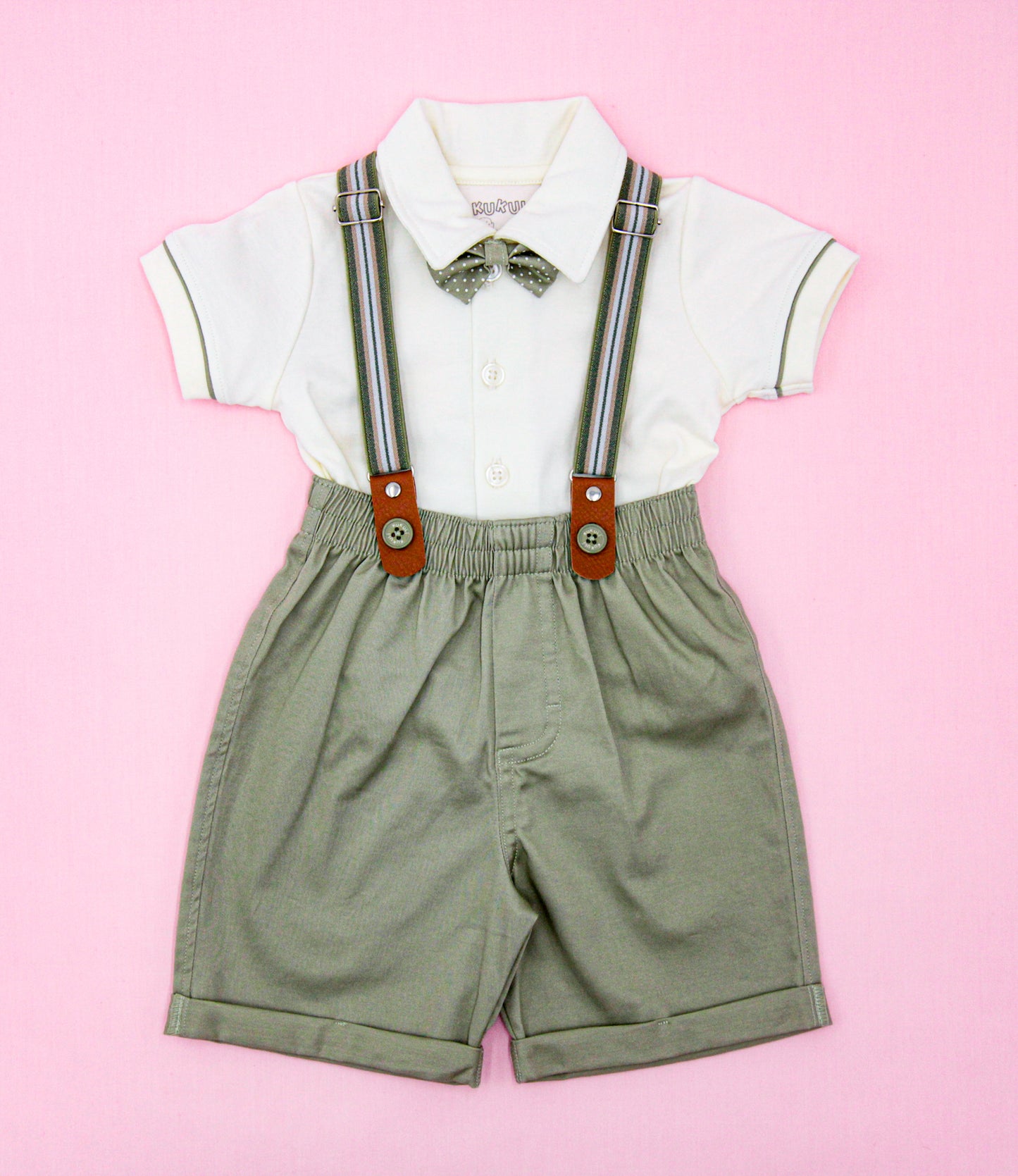 CONJUNTO ELEGANTE Polo Crema - Short Verde Oliva
