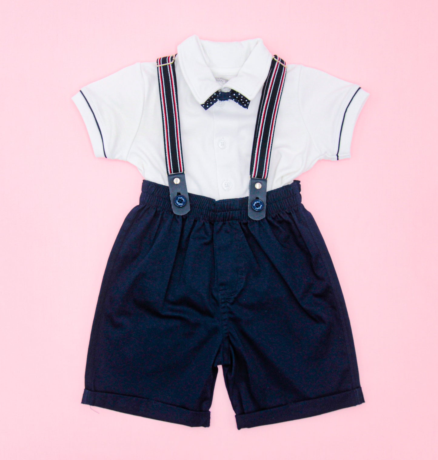 CONJUNTO ELEGANTE Polo Blanco - Short Azul