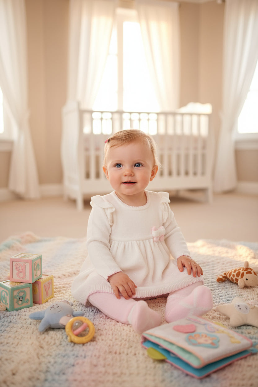 CONJUNTO MOTITA HILO TACTO EN COLOR BLANCO