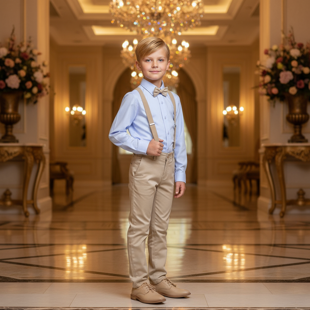 CONJUNTO RENATO Camisa Celeste - Pantalón Beige