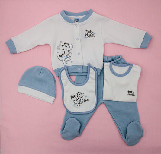 CONJUNTO VARONCITO DINOSAUR EN COLOR CELESTE