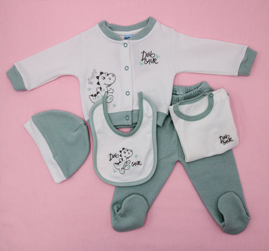CONJUNTO VARONCITO DINOSAUR EN COLOR CEMENTO VERDE