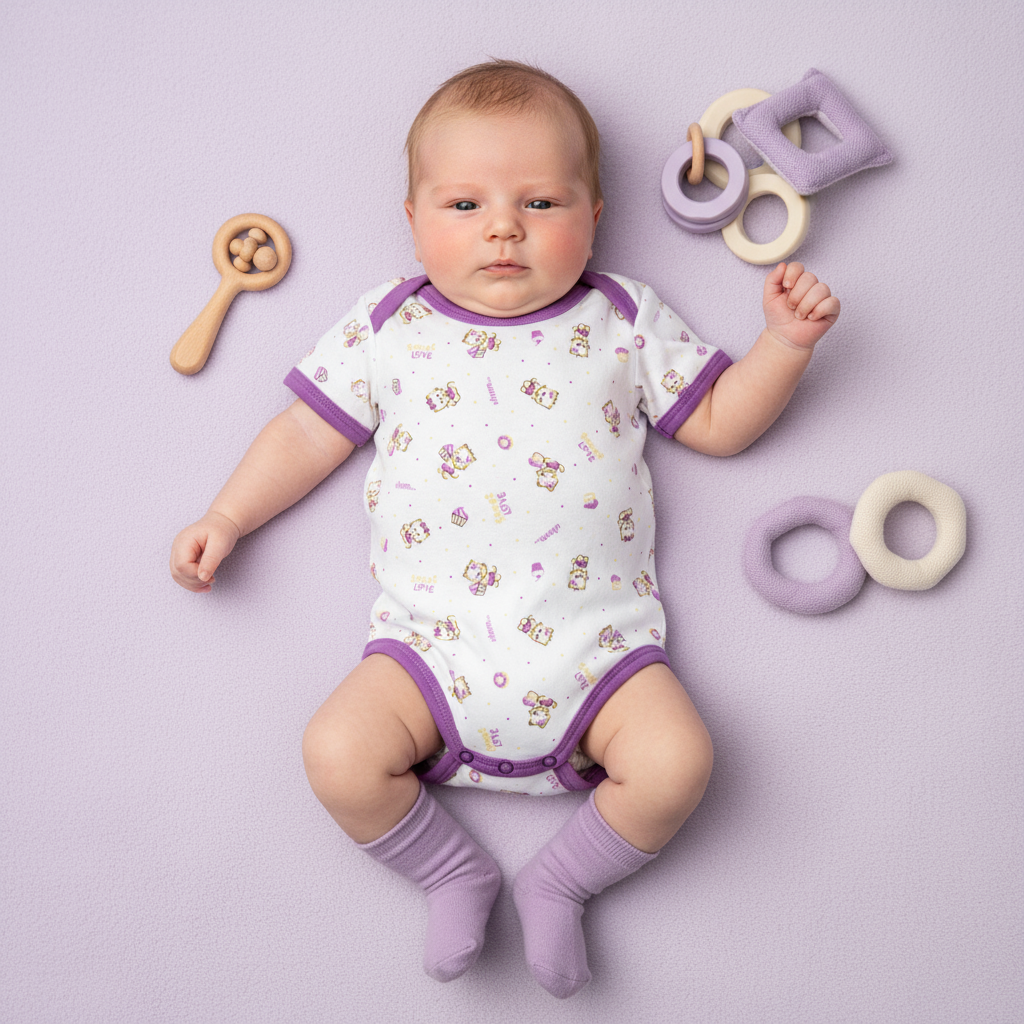 BODY MANGA CORTA ESTAMPADO LILA