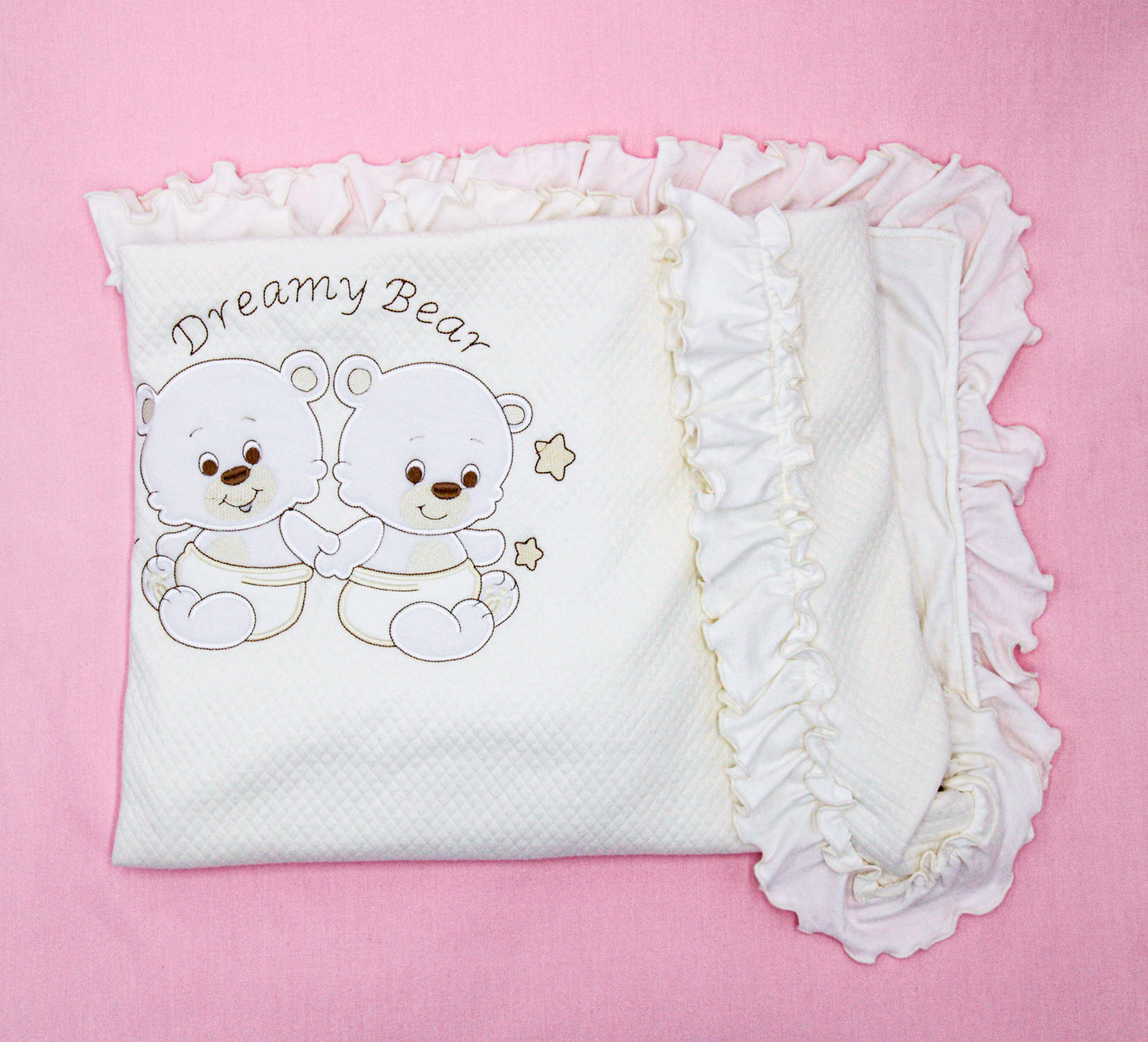 MANTA JACQUARD C/ BOBOS EN COLOR BLANCO