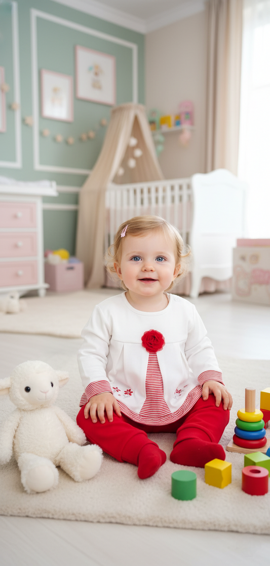 CONJUNTO AMELIA BEBITA 5PZ EN COLOR ROJO