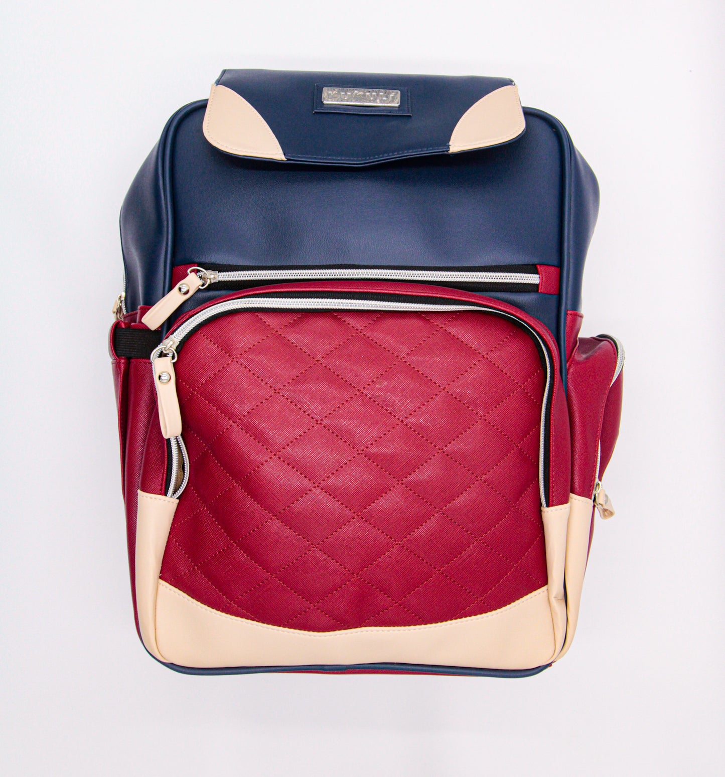 MOCHILA PAÑALERA CAMERON DE CUERINA EN COLOR AZUL