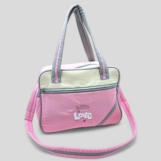 BOLSO PAÑALERA DE ALGODÓN EN COLOR ROSADO