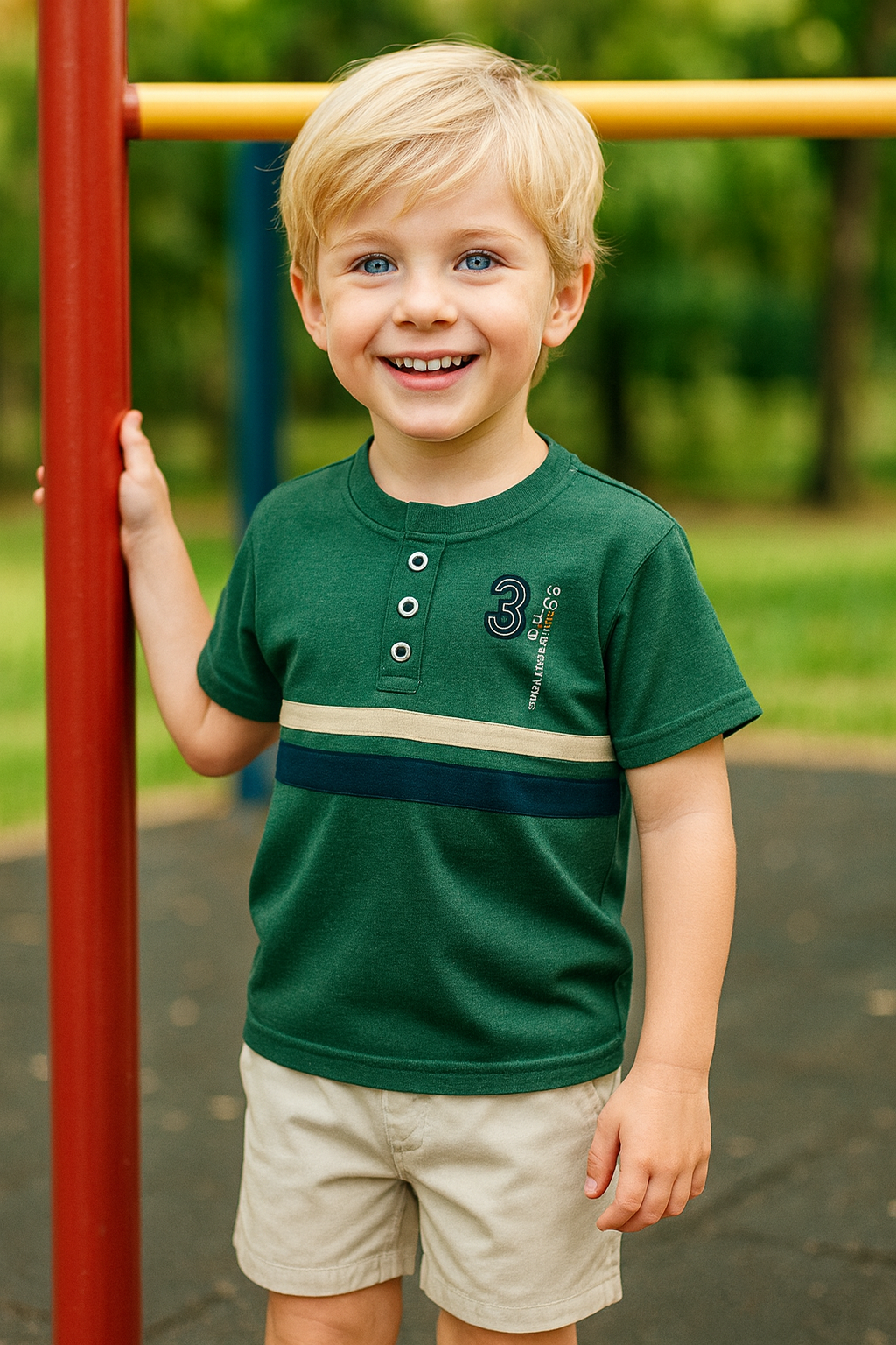 CONJUNTO RUBEN Polo Verde Militar - Short Beige