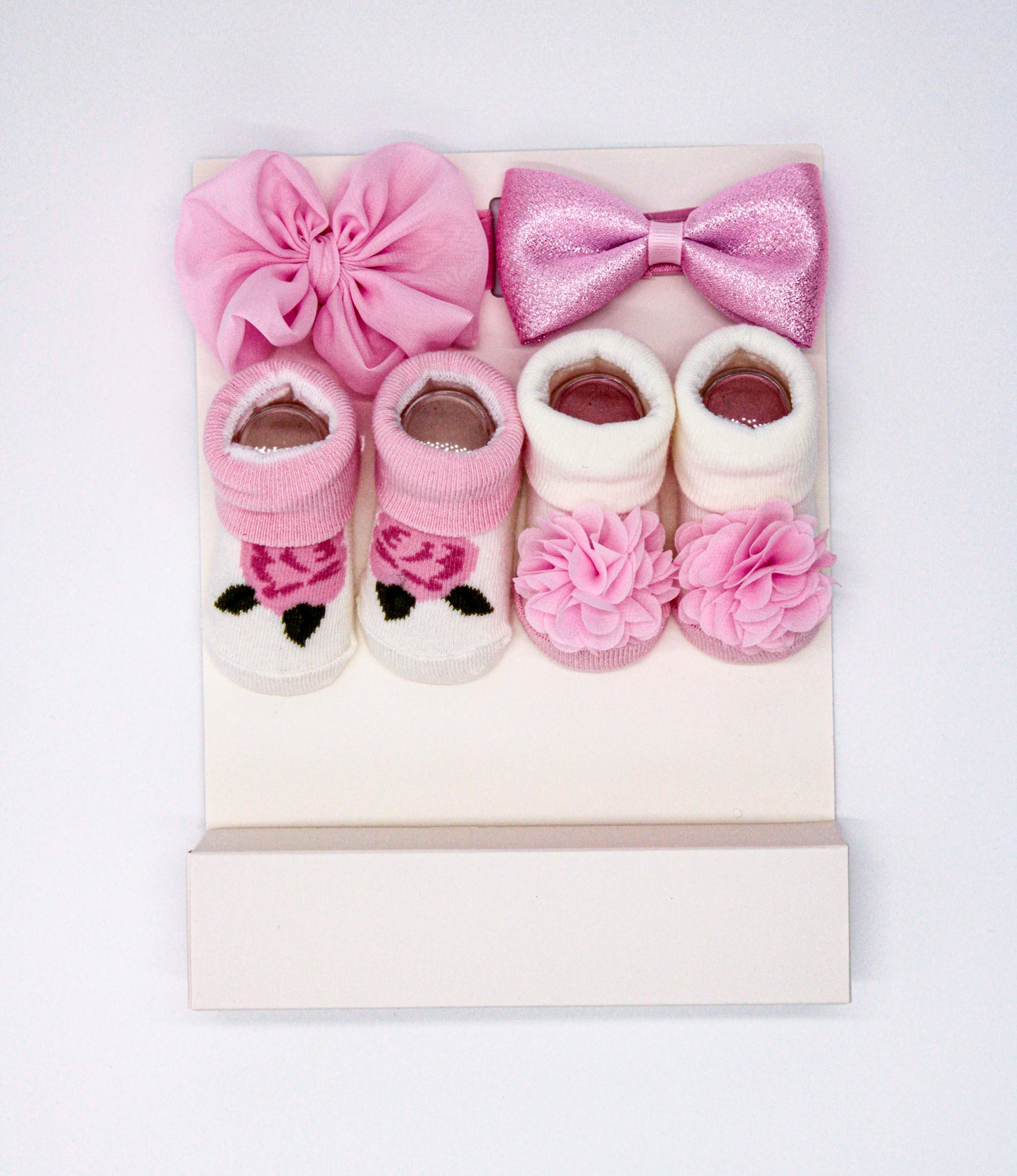 Luxury Essentials Kit: Socks & Hair Accessories in Pastel Blush / Misty Rose
