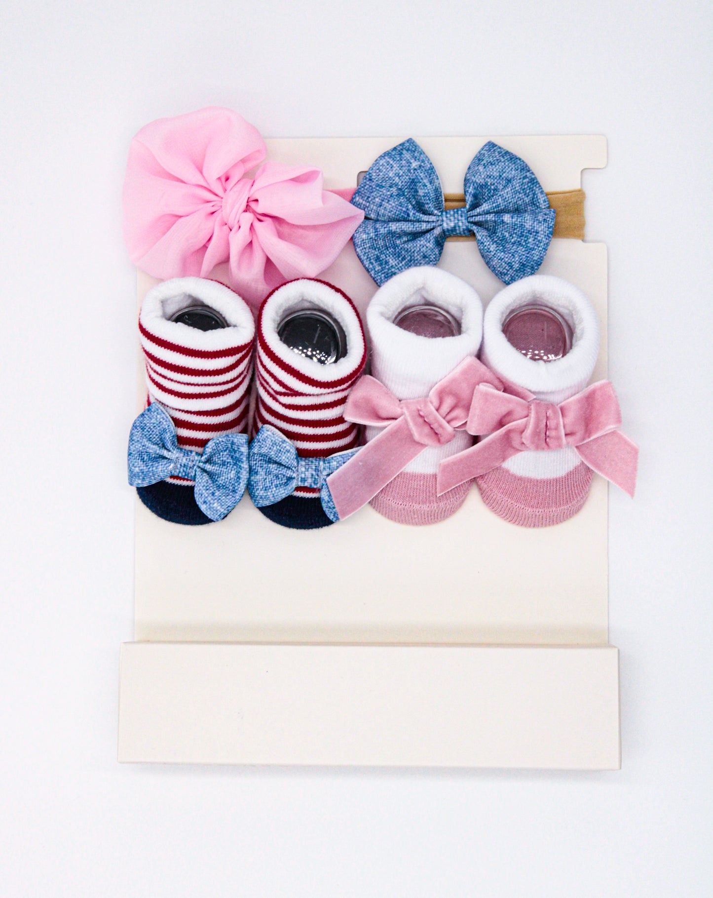 Luxury Essentials Kit: Socks & Hair Accessories in Red/Pink