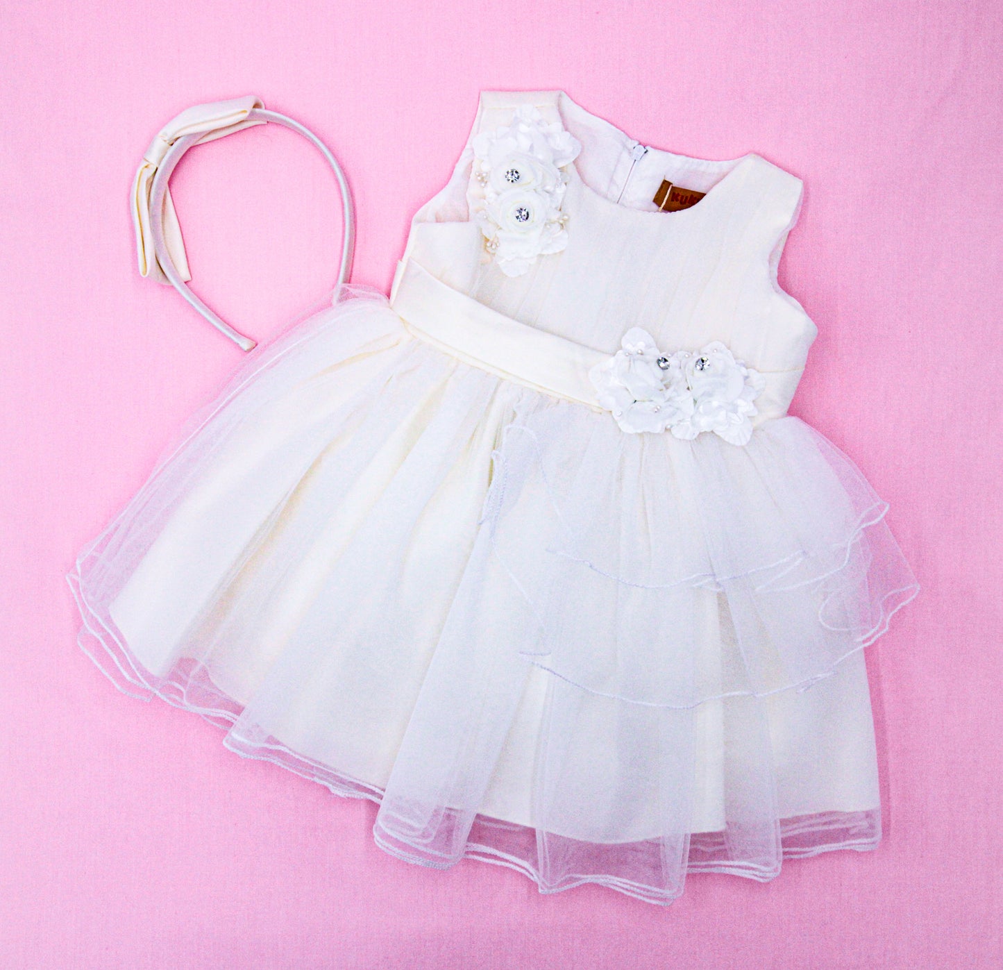 VESTIDO ANAHI C/ VINCHA Perla Crema