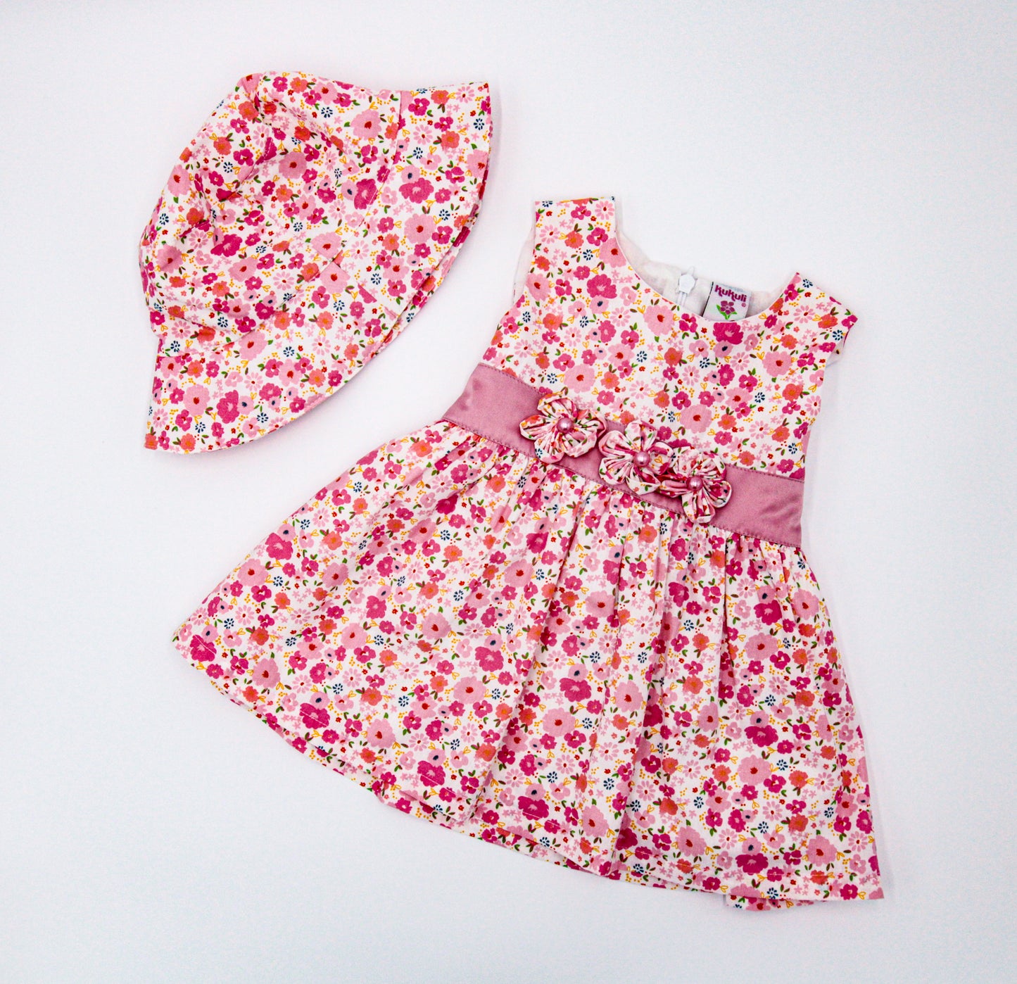 VESTIDO DE GALA ESTAMPADO ROSA BEBE