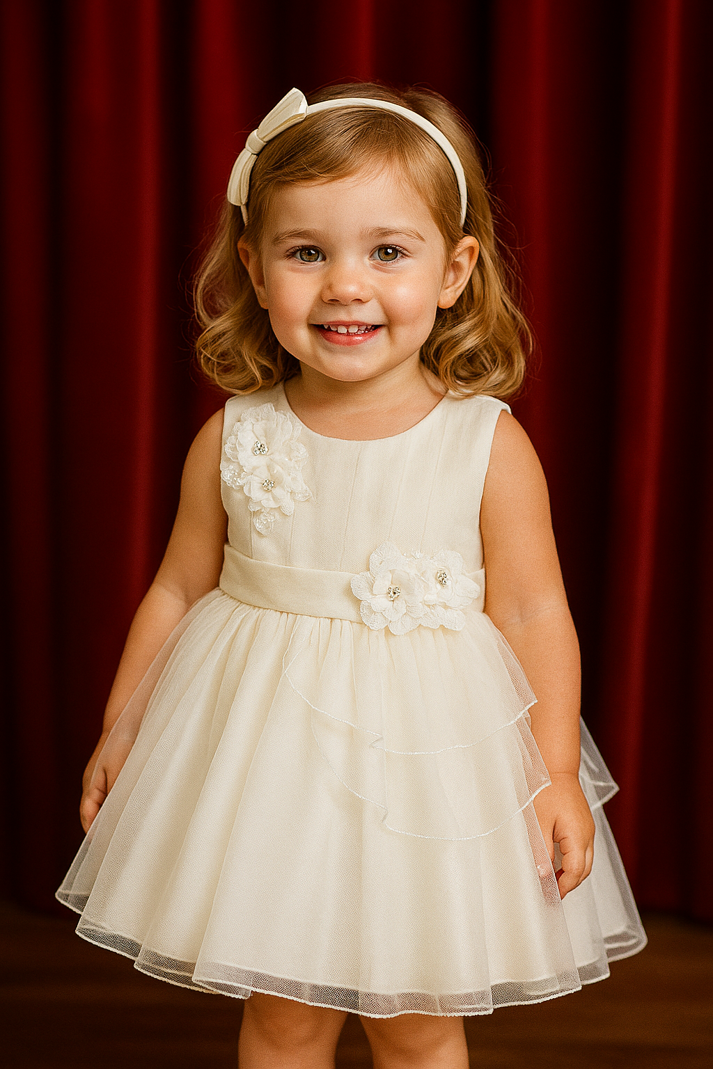 VESTIDO ANAHI C/ VINCHA Perla Crema