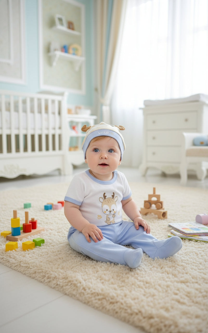CONJUNTO DE 5PZ WILD FRIENDS CELESTE