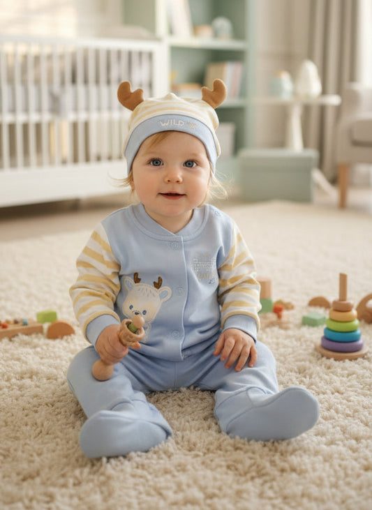 CONJUNTO DE 5PZ WILD FRIENDS CELESTE