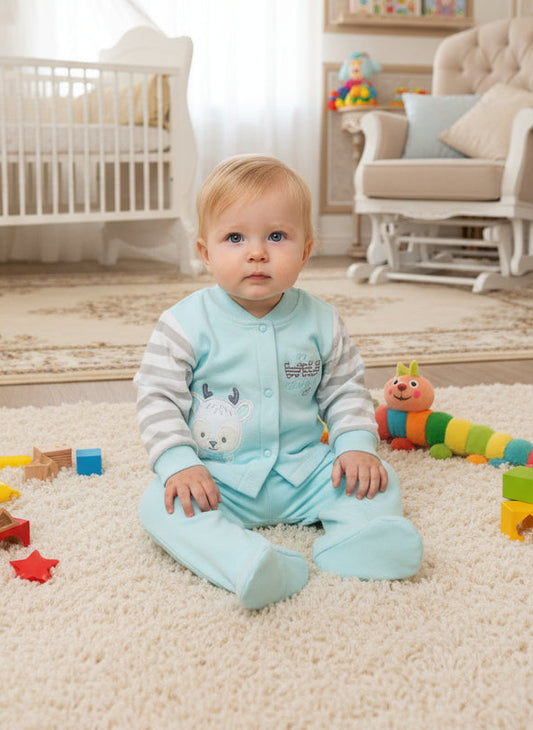 CONJUNTO DE 5PZ WILD FRIENDS VERDE AGUA