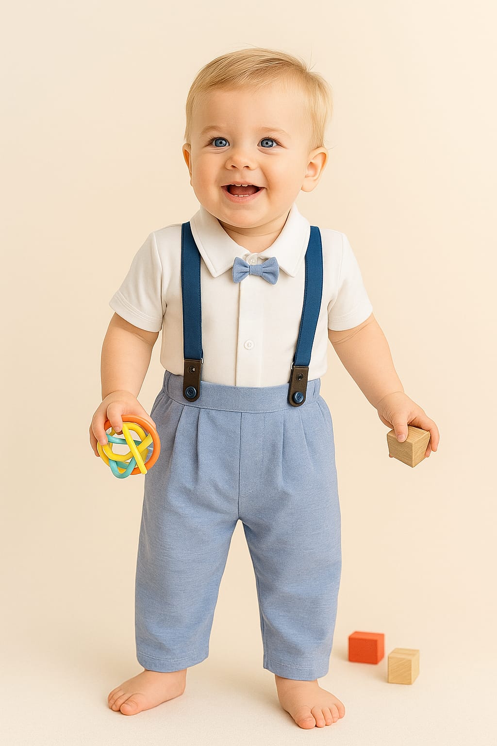 CONJUNTO ALEJANDRO Polo Blanco - Pantalón Celeste