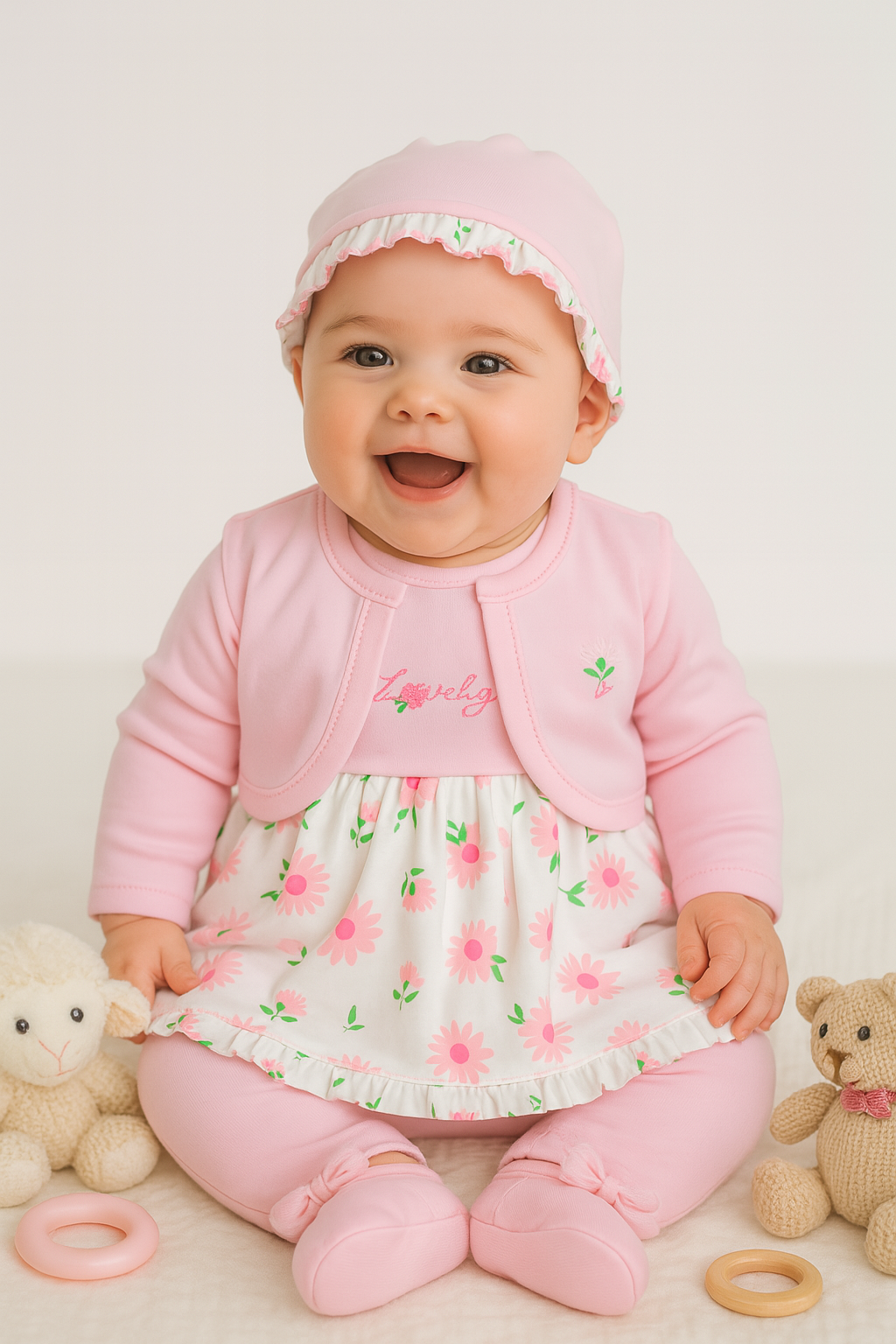 VESTIDO DE 5PZ LOVELY EN COLOR ROSADO