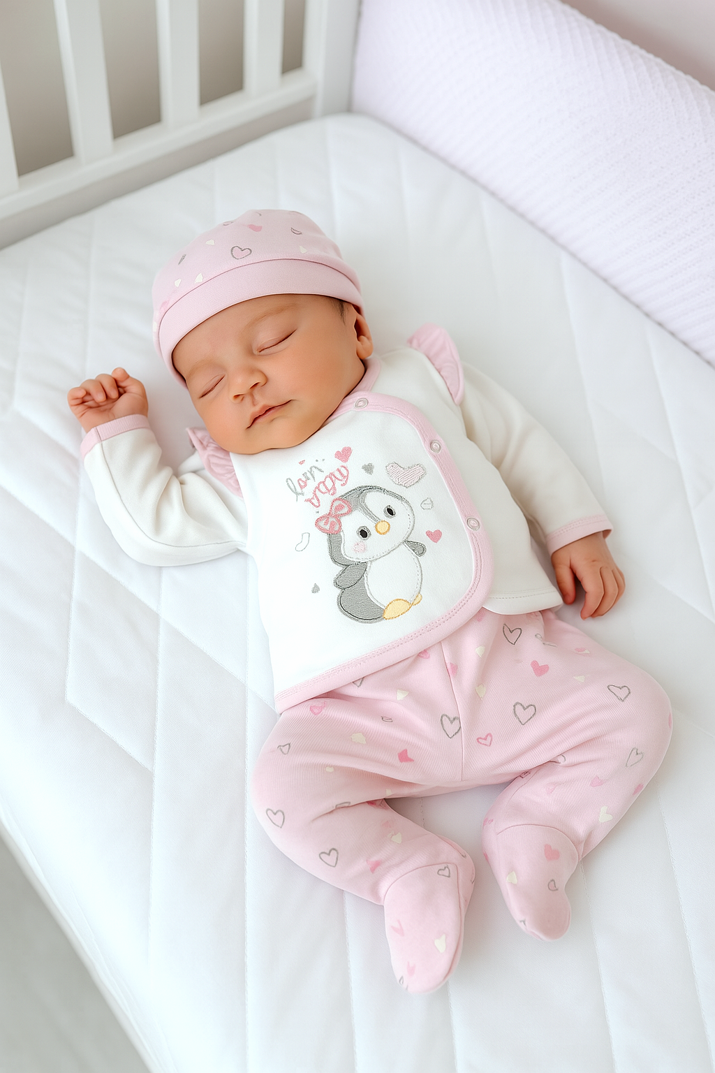 CONJUNTO DE 5PZ PARA BEBITA PINGUI LOVE