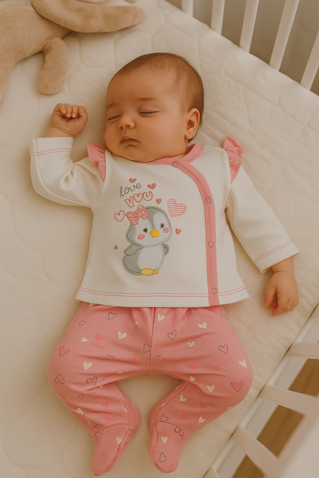 CONJUNTO DE 5PZ PARA BEBITA PINGUI LOVE