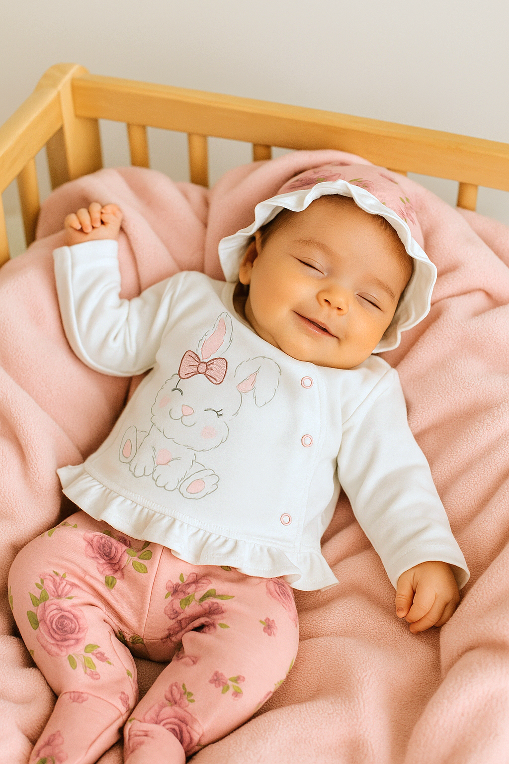 CONJUNTO BABY RABBIT 5PZ EN COLOR PALO ROSA