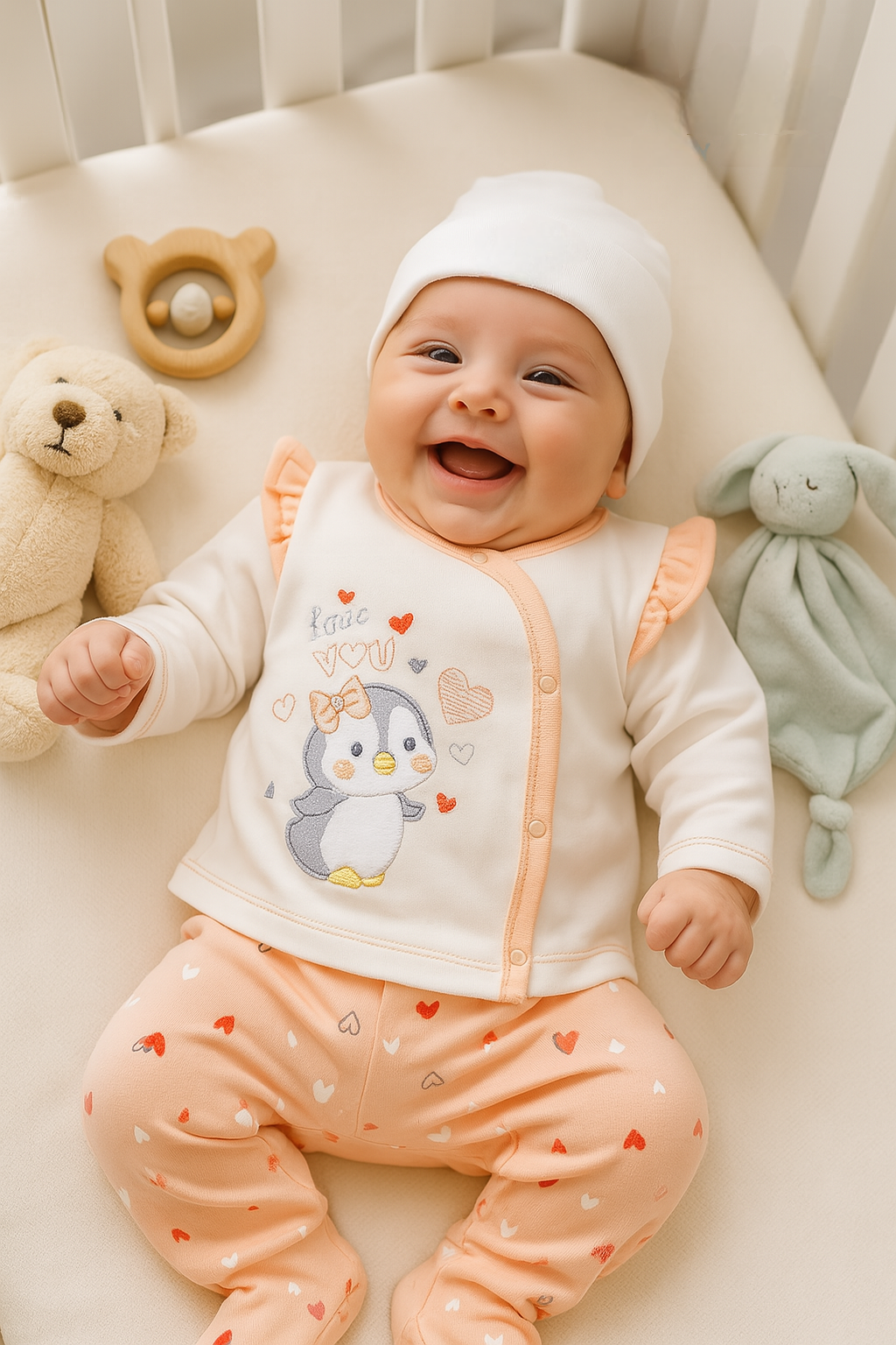 CONJUNTO DE 5PZ PARA BEBITA PINGUI LOVE