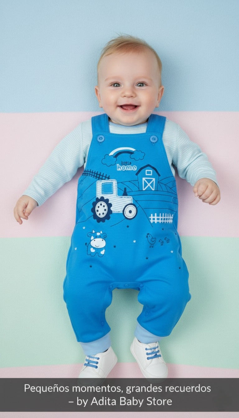 OVEROL MY LITTLE FARM EN COLOR ITALIANO AZUL