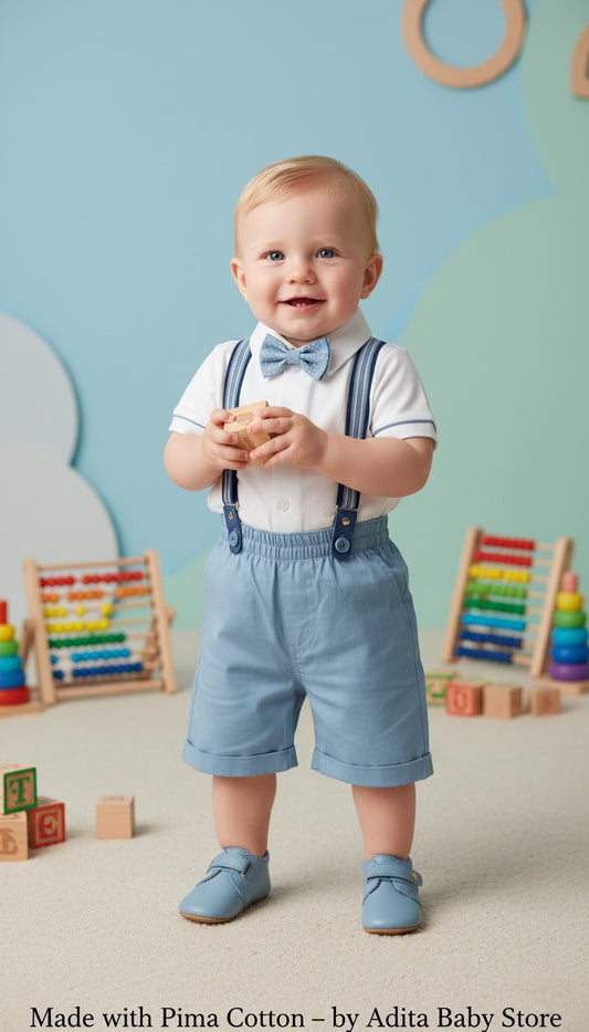 CONJUNTO ELEGANTE Polo Blanco - Short Turquesa