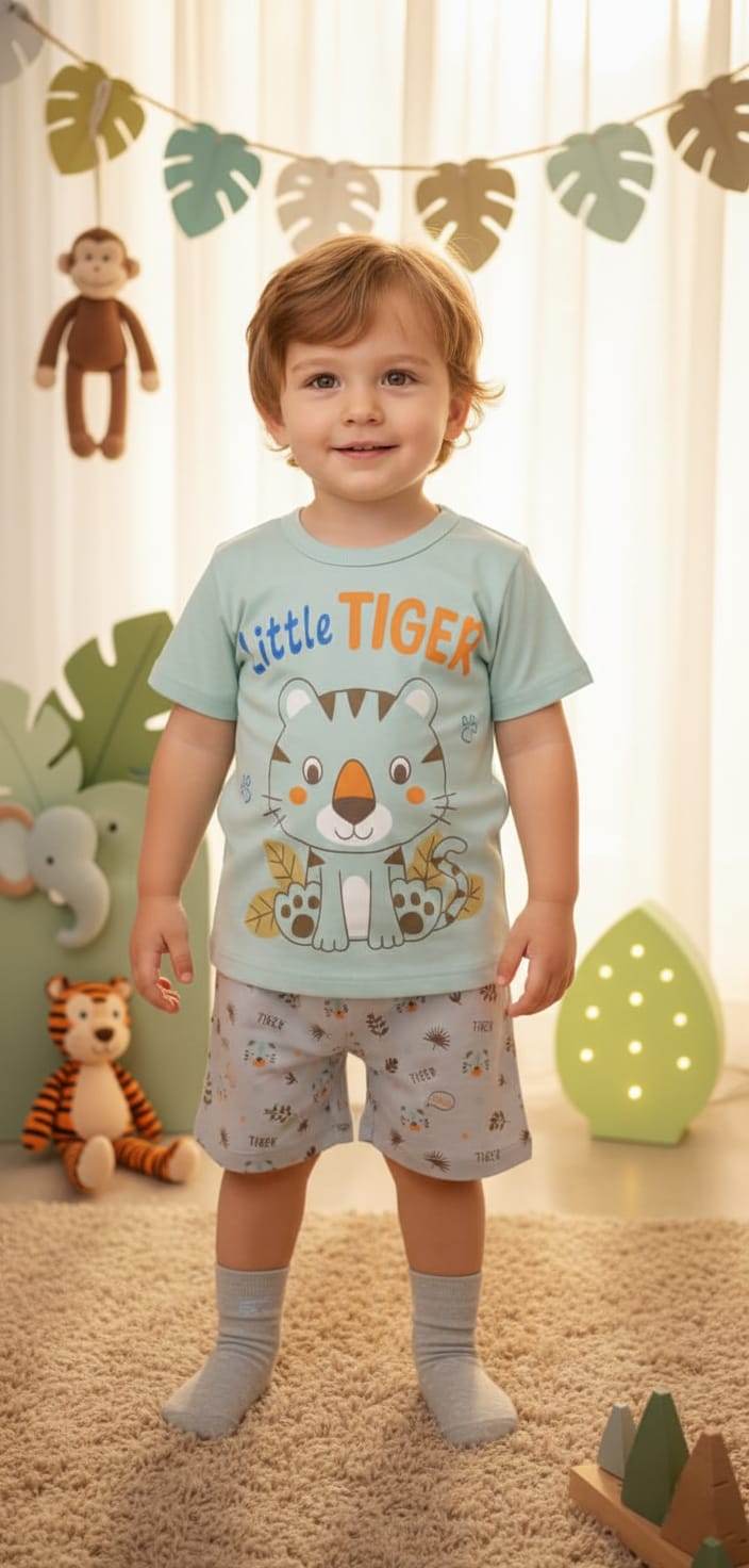 PIJAMA LITTLE TIGER EN COLOR CEMENTO CLARO