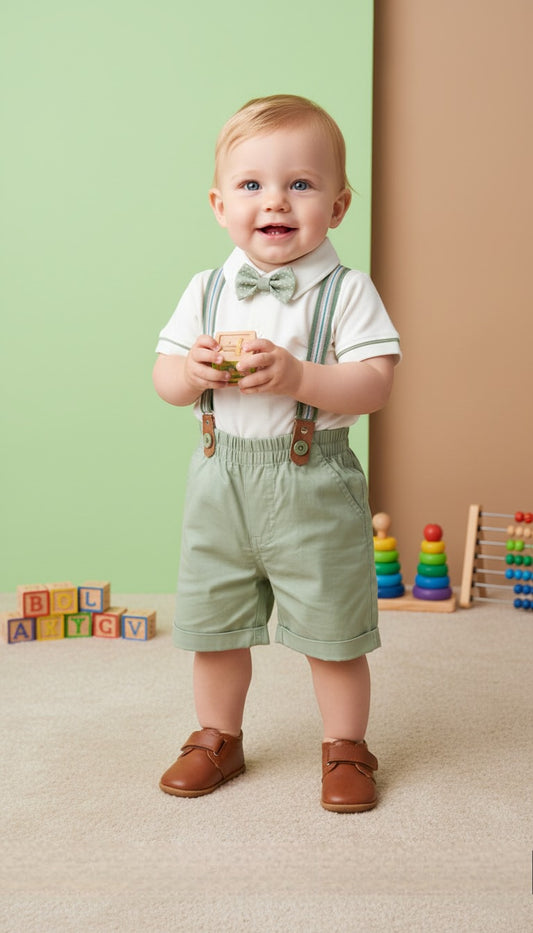 CONJUNTO ELEGANTE Polo Crema - Short Verde Oliva