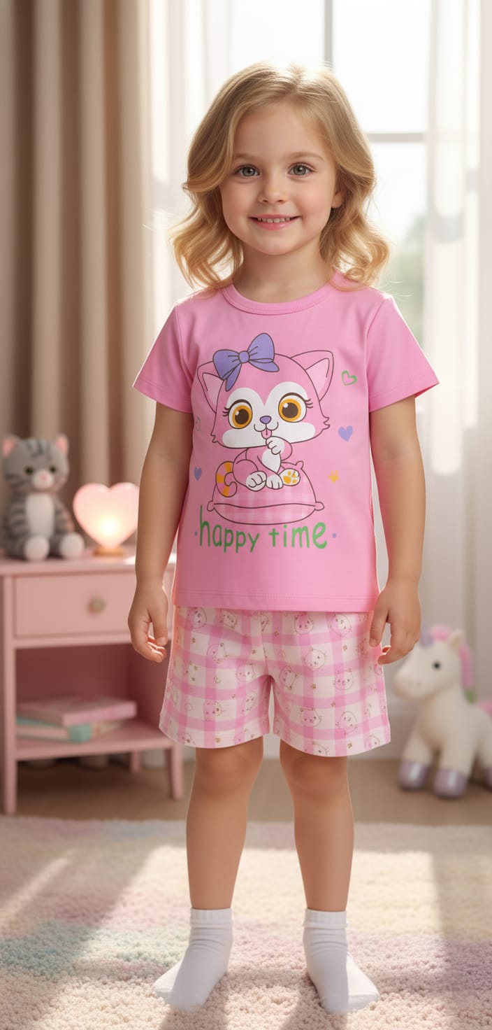 PIJAMA HAPPY TIME EN COLOR CHICLE-ROSADO