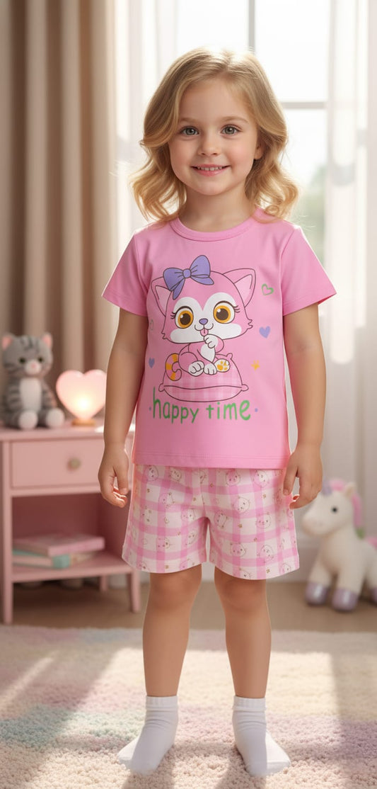 PIJAMA HAPPY TIME EN COLOR CHICLE-ROSADO