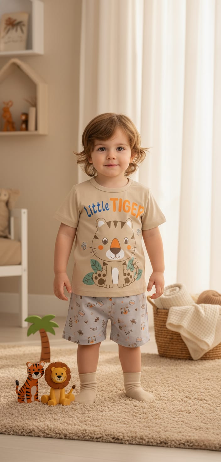 PIJAMA LITTLE TIGER EN COLOR BEIGE