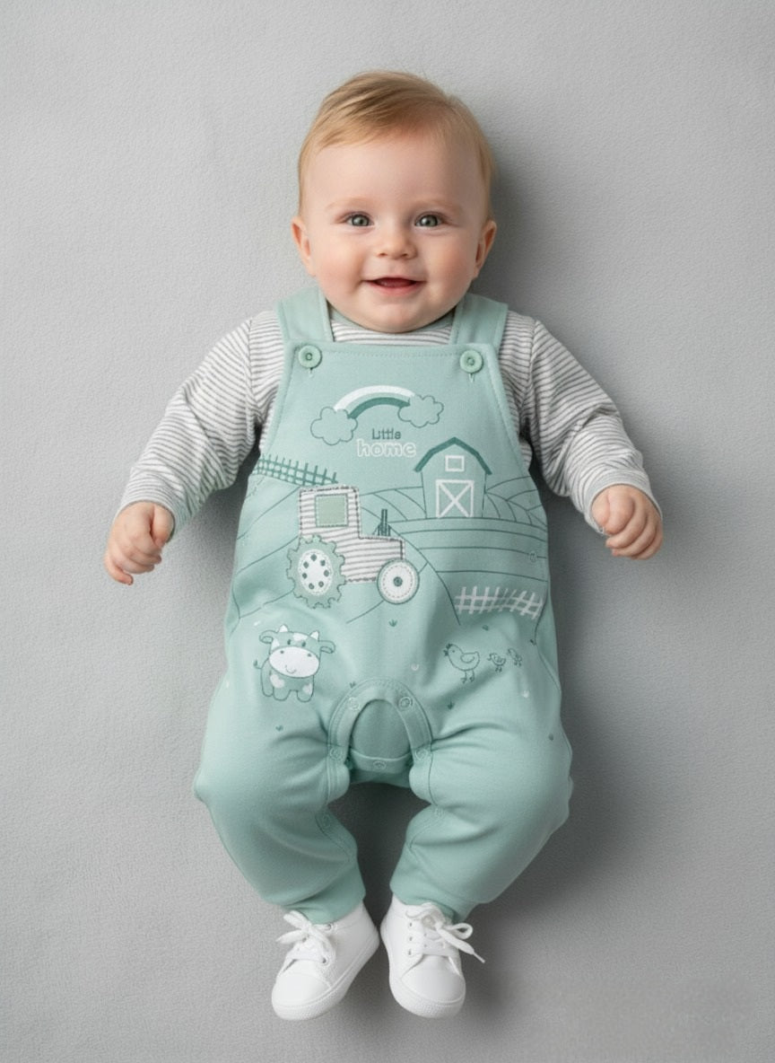 OVEROL MY LITTLE FARM EN COLOR CEMENTO VERDE
