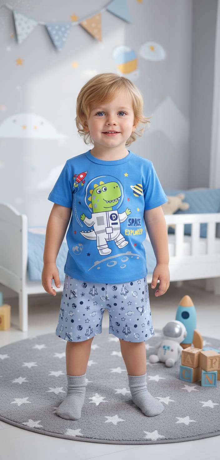 PIJAMA SPACE EN COLOR ITALIANO/CELESTE